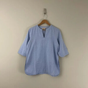 Rungolee Blue Diamond Embroidered Cotton Tunic Top Size Medium